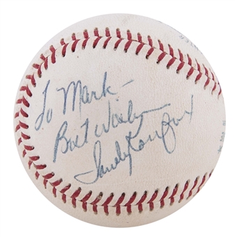 Sandy Koufax Single Signed OAL Cronin Baseball (JSA)